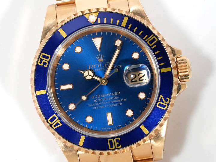 ロレックス サブマリーナー デイト Ref.16618 イエローゴールド ブルー文字盤