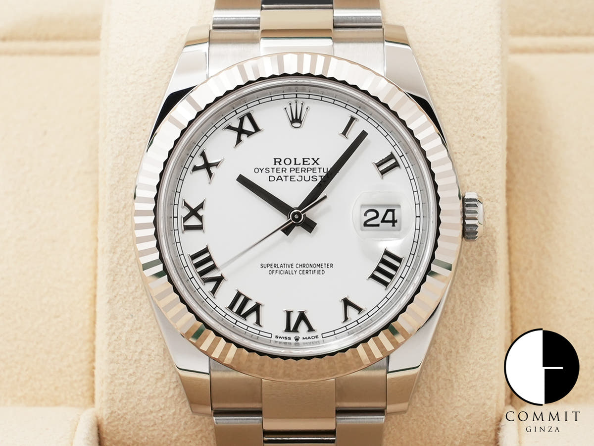 ロレックス デイトジャスト41 Ref.126334 ステンレススチール/ホワイトゴールド ホワイトローマン文字盤 オイスターブレスレット 中古 3v7drvta
