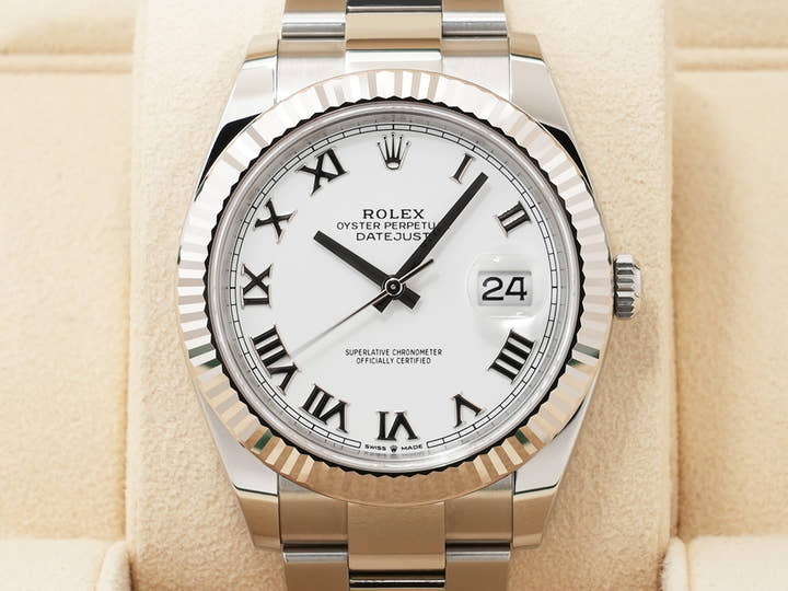 ロレックス デイトジャスト41 Ref.126334 ステンレススチール/ホワイトゴールド ホワイトローマン文字盤 オイスターブレスレット 中古 3v7drvta