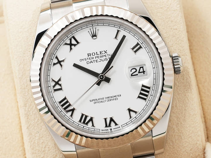 ロレックス デイトジャスト41 Ref.126334 ステンレススチール/ホワイトゴールド ホワイトローマン文字盤 オイスターブレスレット 中古 3v7drvta