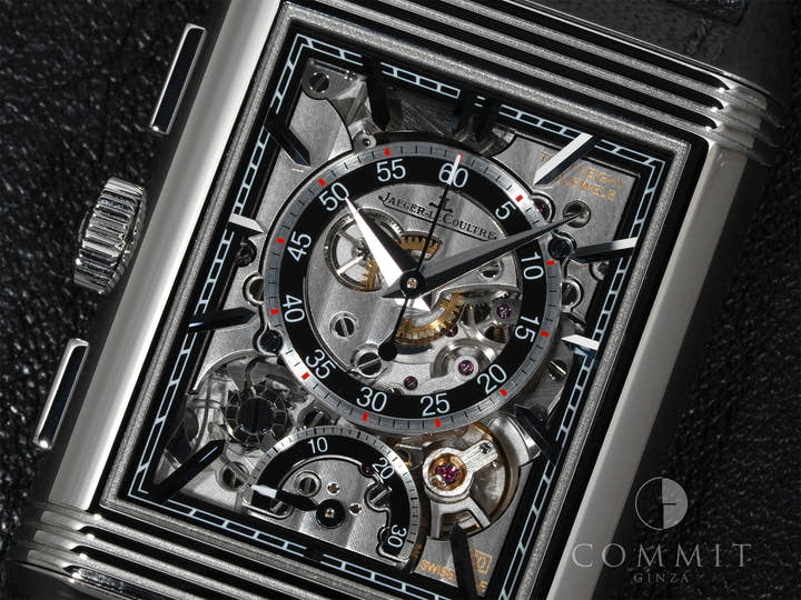 ジャガールクルト レベルソ トリビュート クロノグラフ Ref.Q389848J SS ブルーグレーxスケルトン文字盤 中古 c2e6uhui