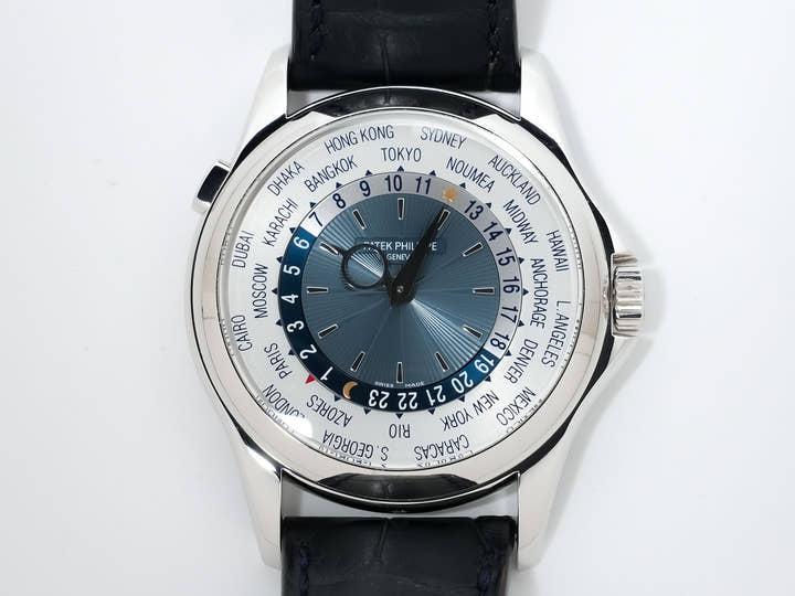 パテックフィリップ コンプリケーション ワールドタイム Ref.5130P-001 プラチナ シルバー/ブルー文字盤