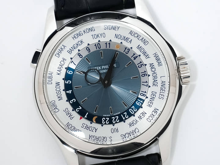 パテックフィリップ コンプリケーション ワールドタイム Ref.5130P-001 プラチナ シルバー/ブルー文字盤