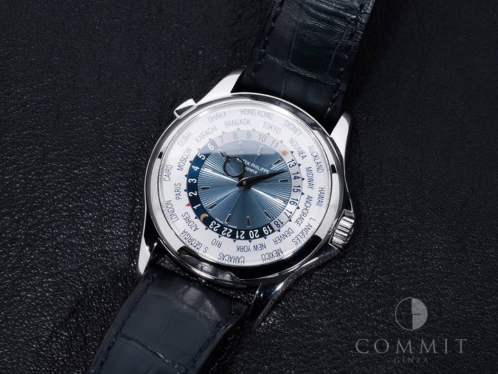 パテックフィリップ コンプリケーション ワールドタイム Ref.5130P-001 プラチナ シルバー/ブルー文字盤