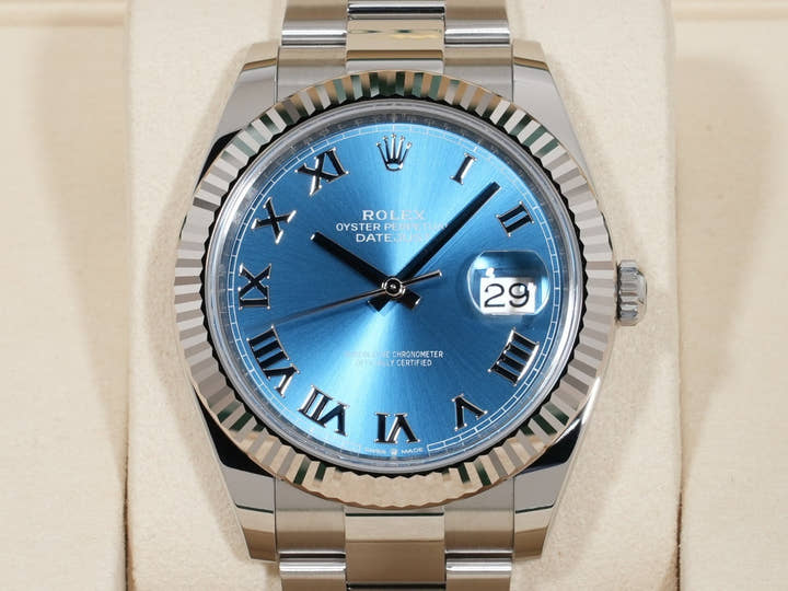 Rolex Datejust 41 Ref. 126334 Stainless Steel/White Gold Azurro Blue Dial Oyster Bracelet