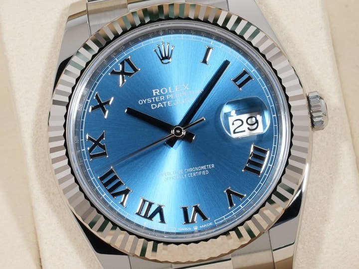 Rolex Datejust 41 Ref. 126334 Stainless Steel/White Gold Azurro Blue Dial Oyster Bracelet