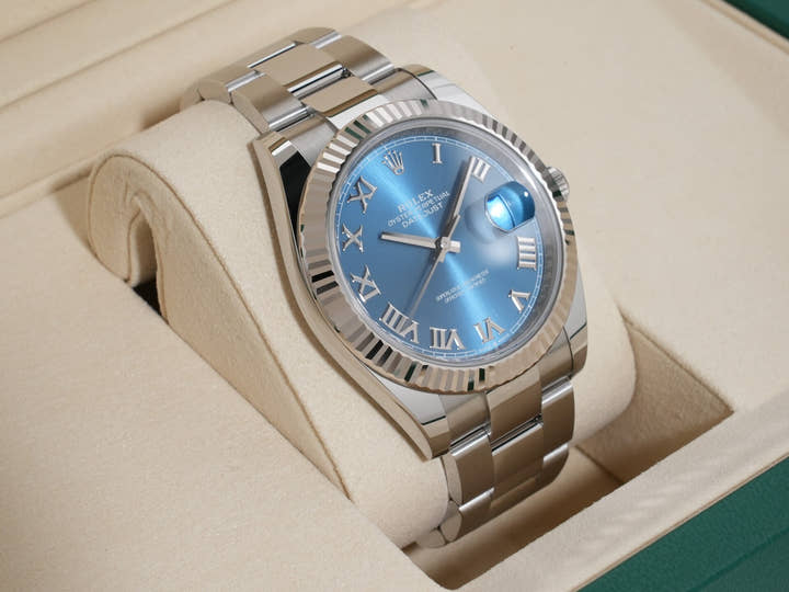 Rolex Datejust 41 Ref. 126334 Stainless Steel/White Gold Azurro Blue Dial Oyster Bracelet