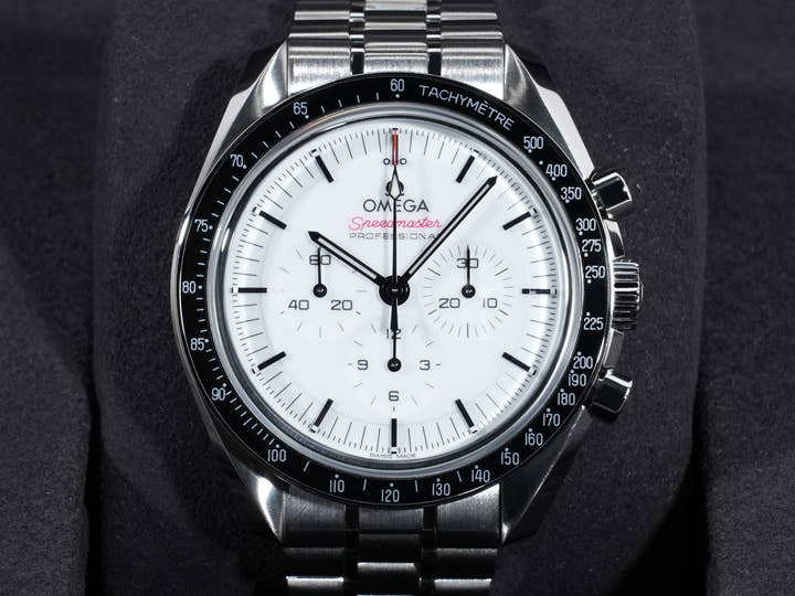 オメガ スピードマスター ムーンウォッチ プロフェッショナル Ref.310.30.42.50.04.001 SS ホワイト文字盤 未使用 zy383hxm