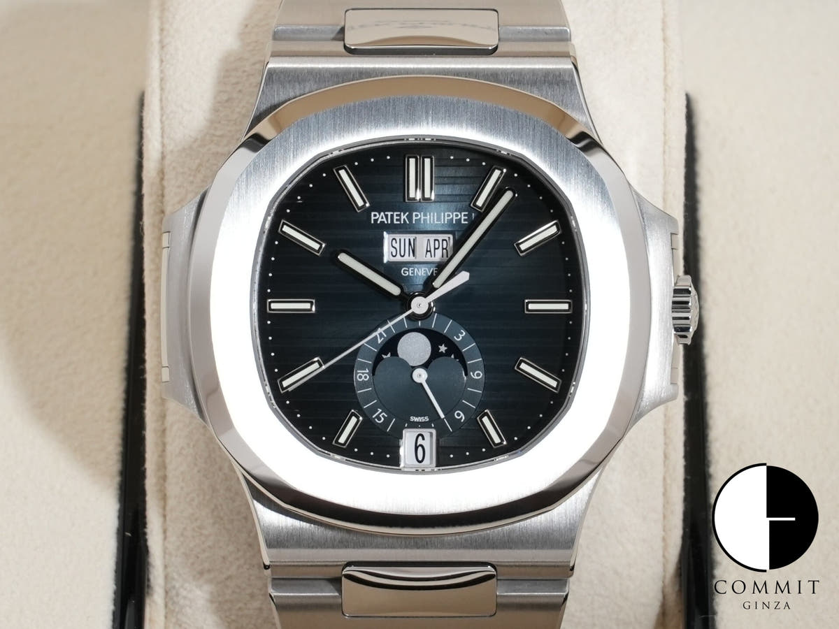 パテックフィリップ ノーチラス アニュアルカレンダー ムーンフェイズ Ref.5726/1A-014 ステンレススチール ブルー、ブラックグラデーション文字盤
