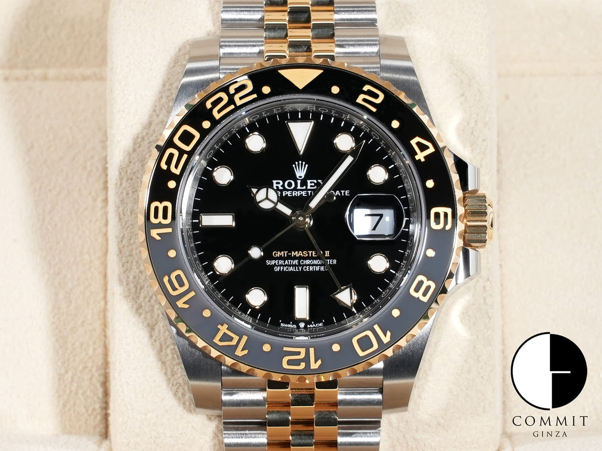 Rolex GMT-Master II Ref. 126713GRNR Stainless Steel/Yellow Gold Black Dial Jubilee Bracelet