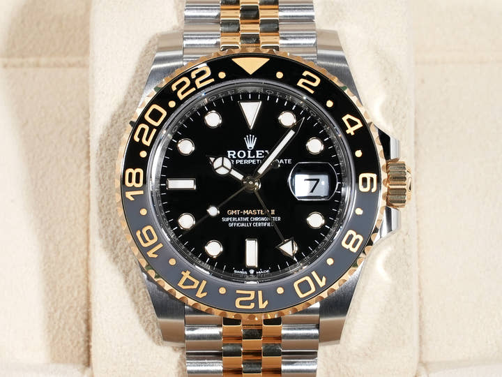 Rolex GMT-Master II Ref. 126713GRNR Stainless Steel/Yellow Gold Black Dial Jubilee Bracelet