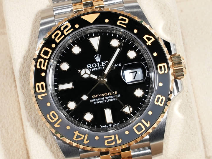 Rolex GMT-Master II Ref. 126713GRNR Stainless Steel/Yellow Gold Black Dial Jubilee Bracelet