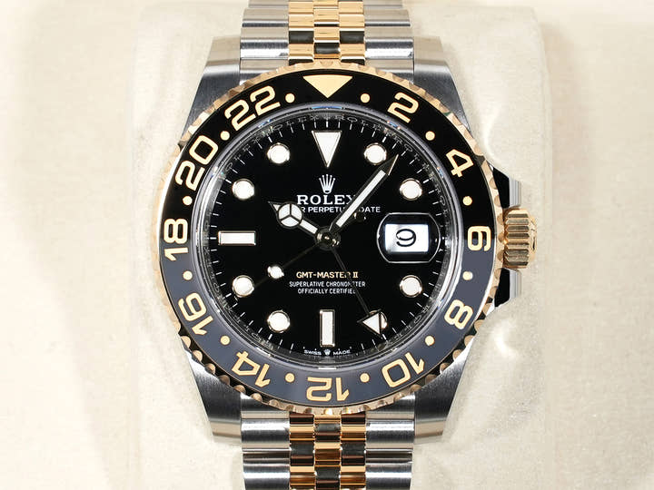 ロレックス GMTマスターII Ref.126713GRNR ステンレススチール/イエローゴールド ブラック文字盤 ジュビリーブレスレット