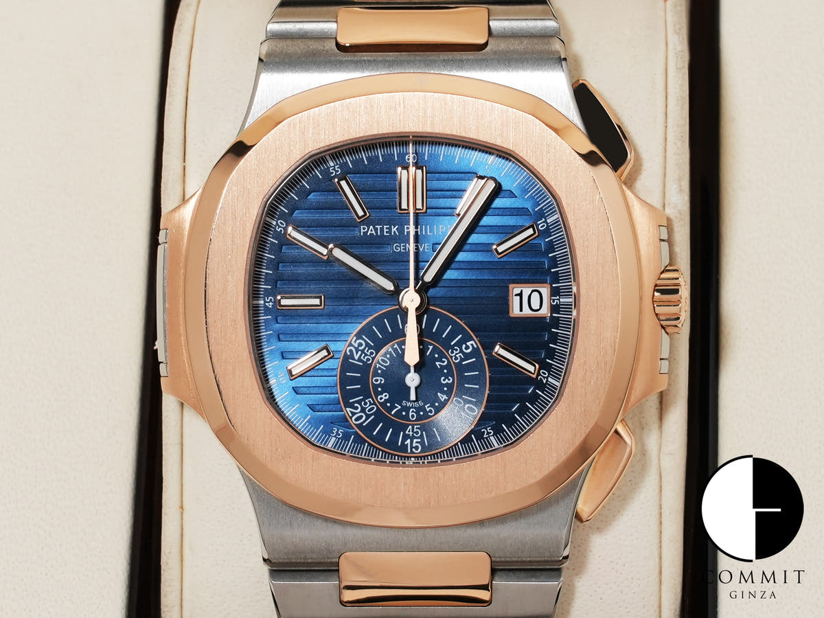 パテックフィリップ ノーチラス クロノグラフ Ref.5980/1AR-001 ステンレススチール/ローズゴールド ブルー文字盤