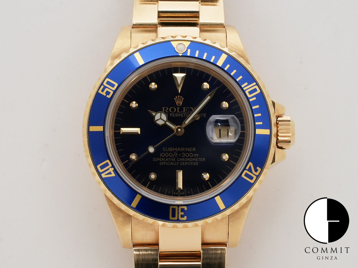 ロレックス サブマリーナー デイト Ref.16808 イエローゴールド ブルー文字盤