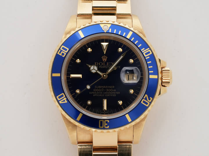 ロレックス サブマリーナー デイト Ref.16808 イエローゴールド ブルー文字盤