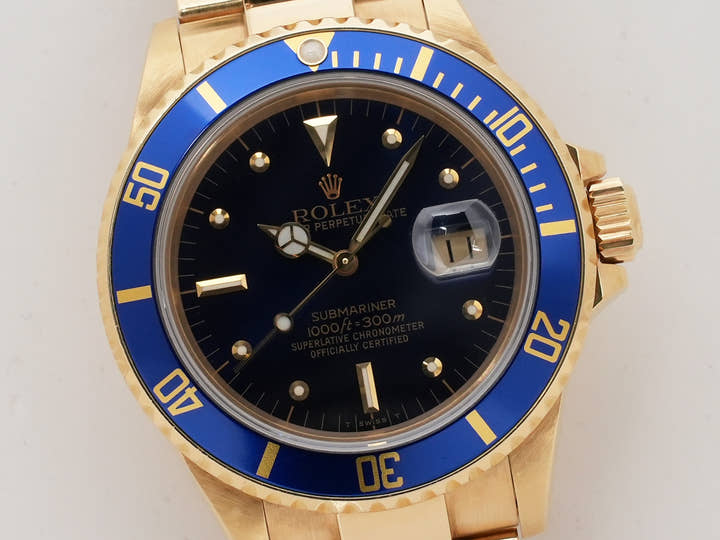ロレックス サブマリーナー デイト Ref.16808 イエローゴールド ブルー文字盤