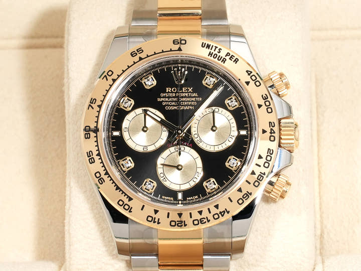 ロレックス デイトナ Ref.126503G ステンレススチール/イエローゴールド ブラックxゴールデンx8Pダイヤ文字盤