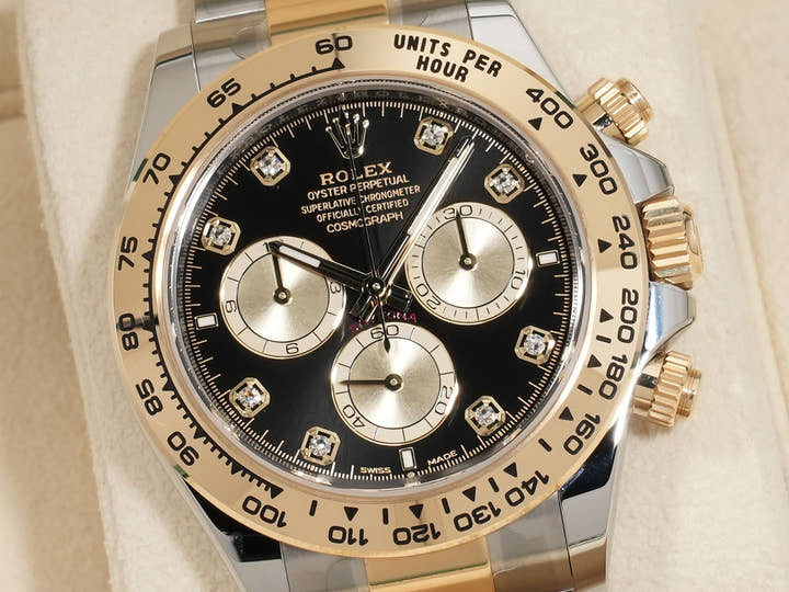 ロレックス デイトナ Ref.126503G ステンレススチール/イエローゴールド ブラックxゴールデンx8Pダイヤ文字盤