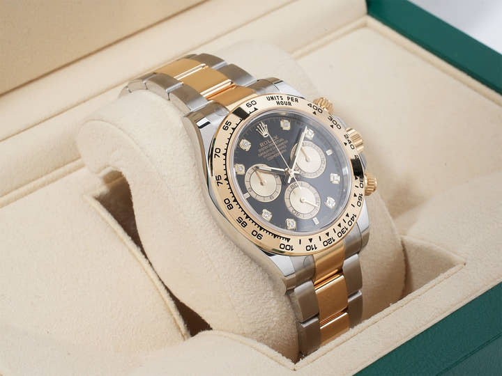 ロレックス デイトナ Ref.126503G ステンレススチール/イエローゴールド ブラックxゴールデンx8Pダイヤ文字盤