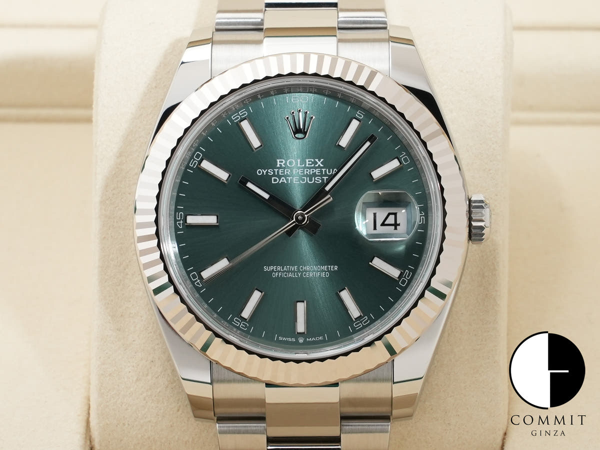 ロレックス デイトジャスト41 Ref.126334 ステンレススチール/ホワイトゴールド ミントグリーン文字盤