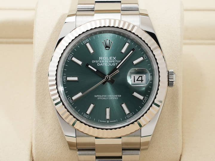 ロレックス デイトジャスト41 Ref.126334 ステンレススチール/ホワイトゴールド ミントグリーン文字盤