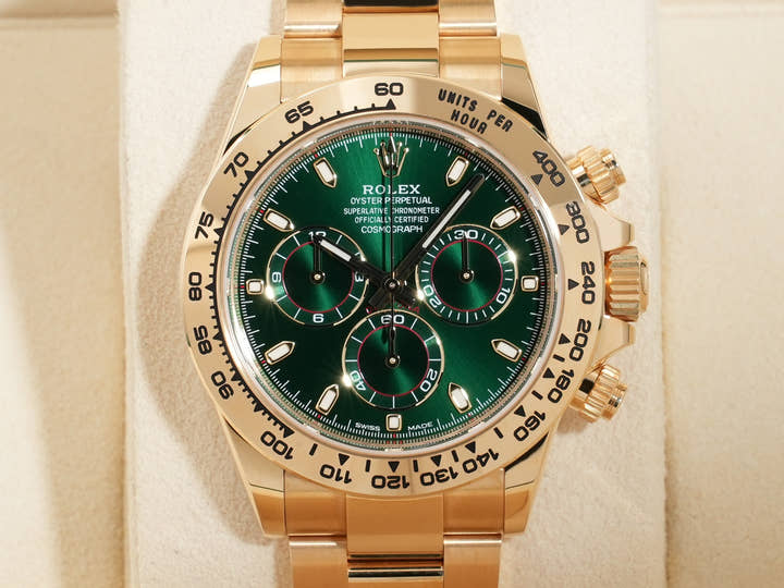 ロレックス デイトナ Ref.116508 イエローゴールド グリーン文字盤 美品 kj86wetr