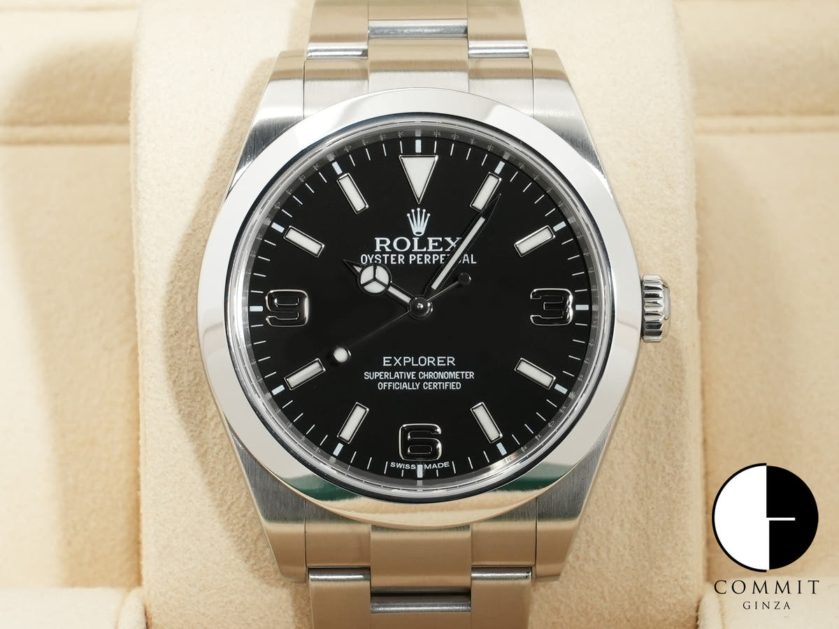 ロレックス エクスプローラーI 鏡面ブラックアウト Ref.214270 ステンレススチール ブラック文字盤