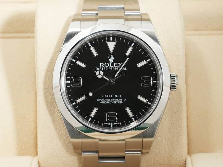 ロレックス エクスプローラーI 鏡面ブラックアウト Ref.214270 ステンレススチール ブラック文字盤