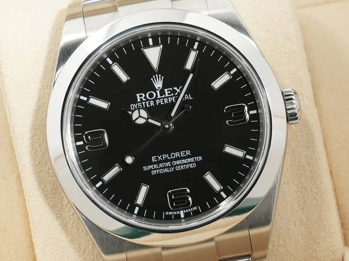 ロレックス エクスプローラーI 鏡面ブラックアウト Ref.214270 ステンレススチール ブラック文字盤