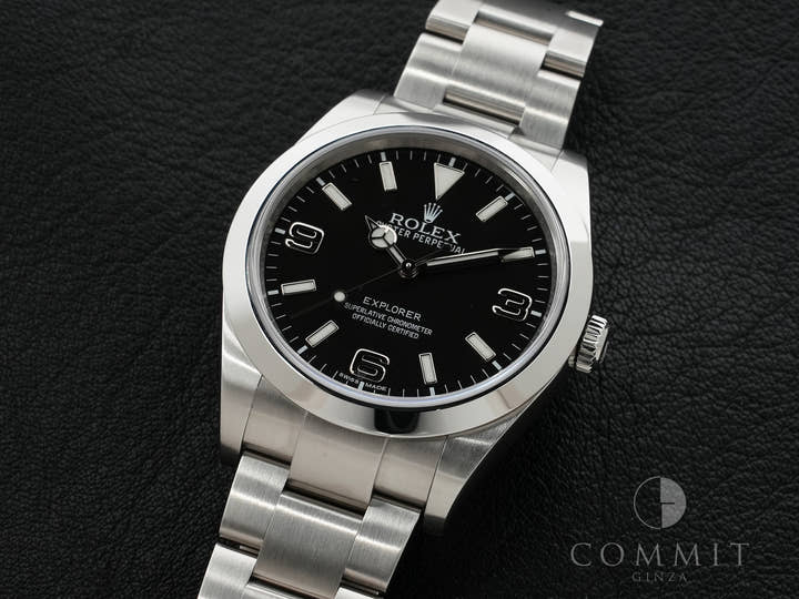 ロレックス エクスプローラーI 鏡面ブラックアウト Ref.214270 ステンレススチール ブラック文字盤