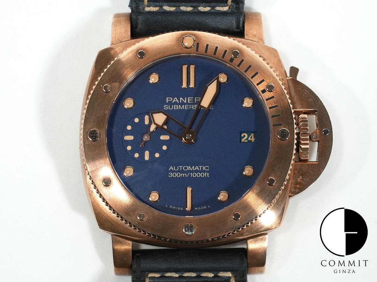 パネライ サブマーシブル ブロンゾ ブルー アビッソ Ref.PAM01074 BRONZE ブルー文字盤 中古 2jo7m8y2