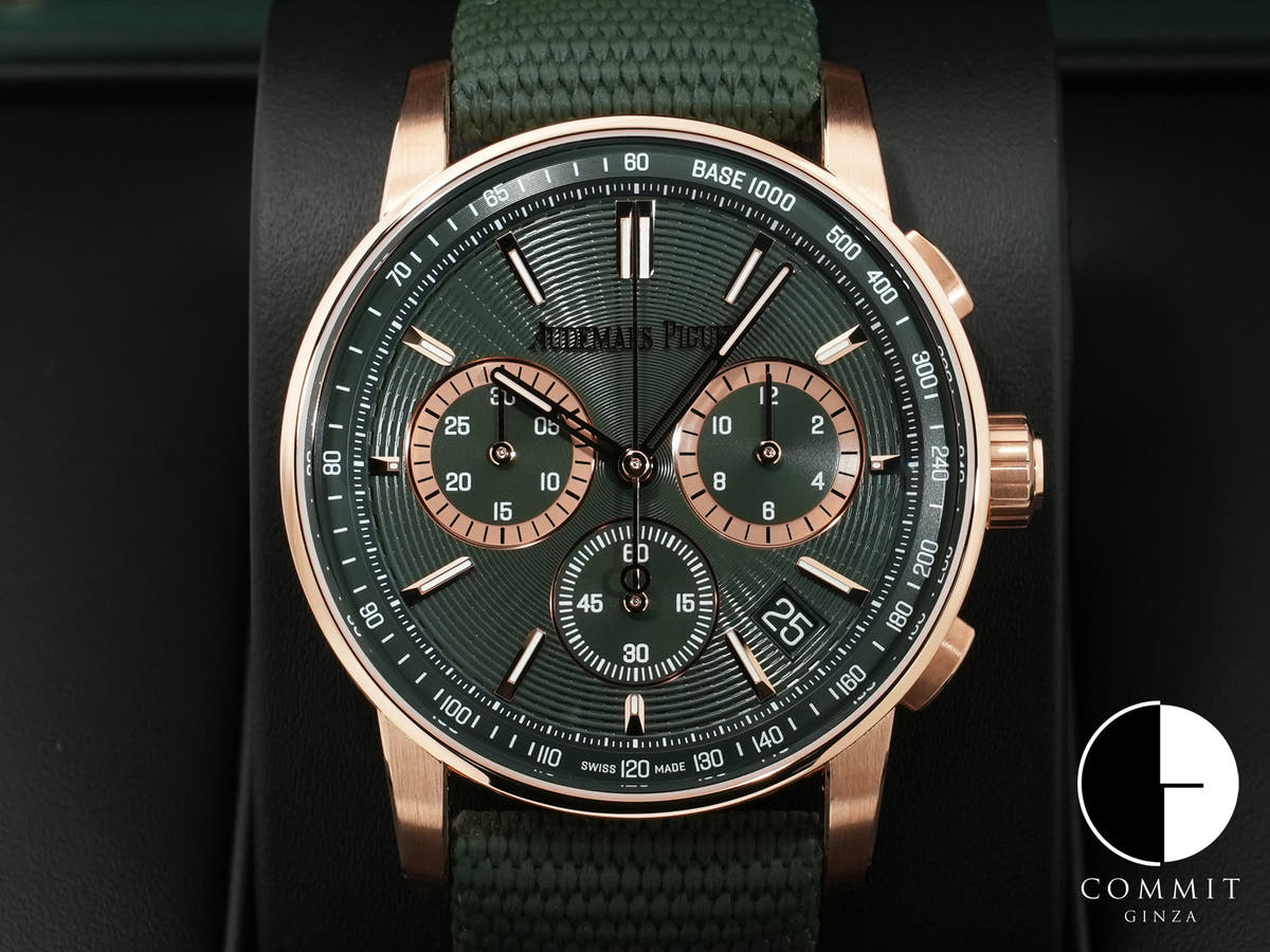 オーデマピゲ CODE 11.59 バイ オーデマ ピゲ クロノグラフ Ref.26393OR.OO.A056KB.01 ピンクゴールド グリーン文字盤
