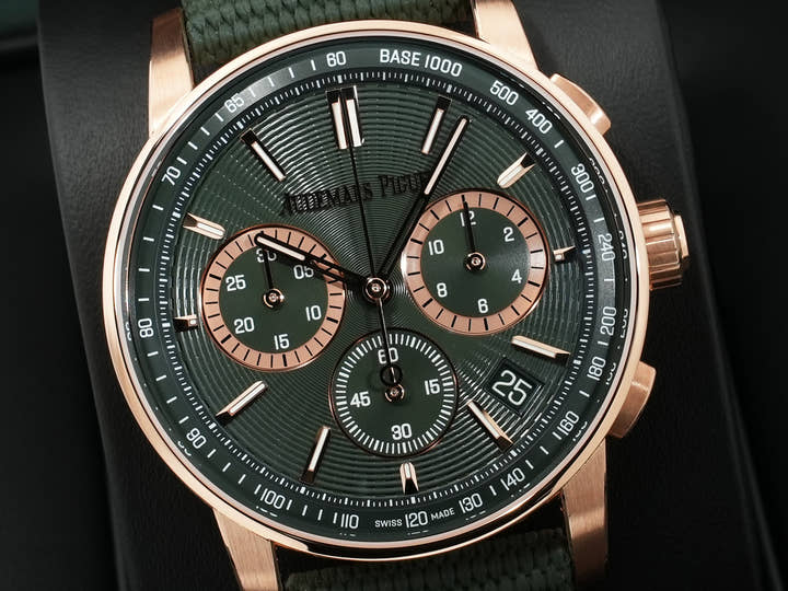 オーデマピゲ CODE 11.59 バイ オーデマ ピゲ クロノグラフ Ref.26393OR.OO.A056KB.01 ピンクゴールド グリーン文字盤