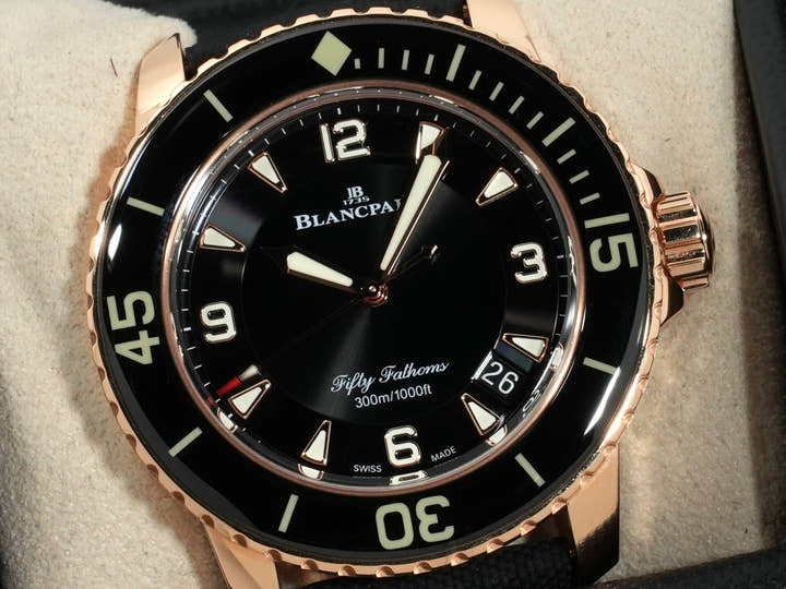 ブランパン フィフティ ファゾムス オートマティック Ref.5015-3630-52A 18KREG ブラック文字盤 中古 uxfpihs4