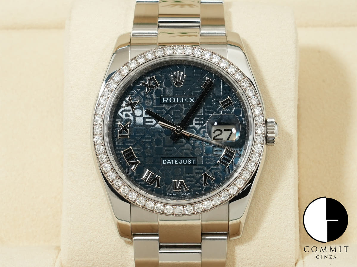 Rolex Datejust Ref.116244 SS/WG Blue Holocomputer Dial Good Condition phww67ub