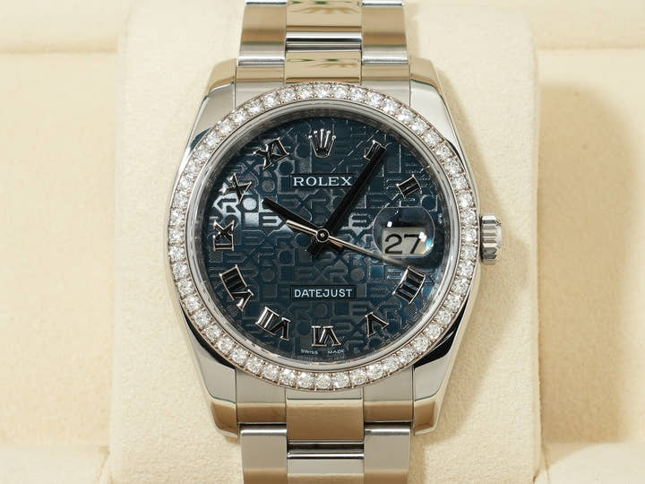 Rolex Datejust Ref.116244 SS/WG Blue Holocomputer Dial Good Condition phww67ub