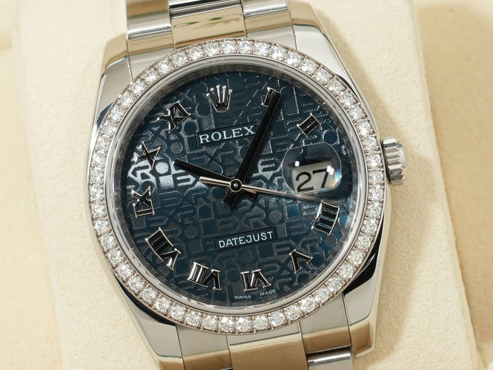 Rolex Datejust Ref.116244 SS/WG Blue Holocomputer Dial Good Condition phww67ub