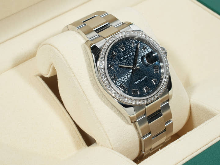 Rolex Datejust Ref.116244 SS/WG Blue Holocomputer Dial Good Condition phww67ub