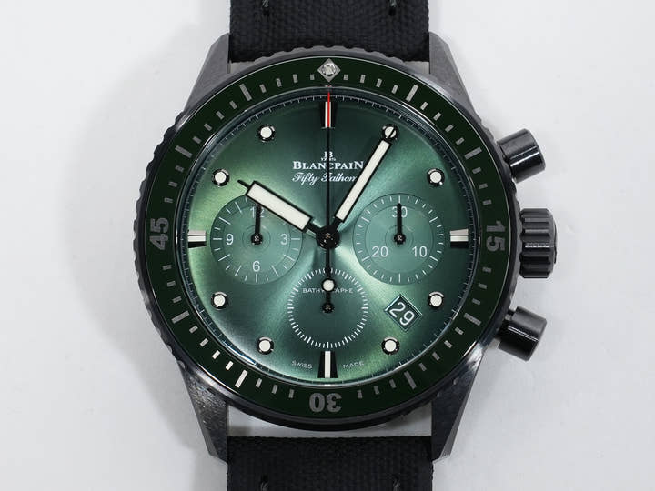 ブランパン フィフティ ファゾムス バチスカーフ フライバック クロノグラフ Ref.5200-0153-B52A CE グリーン文字盤 未使用 kwk3tmva
