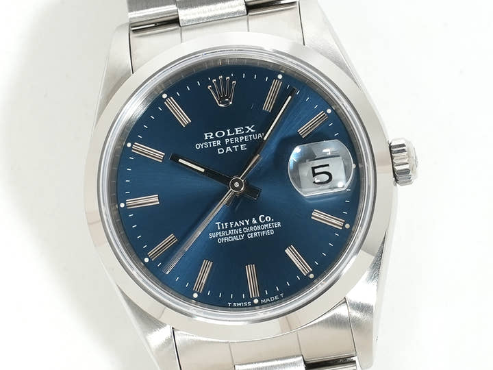 ロレックス オイスターパーペチュアル デイト TIFFANY&CO. Ref.15200 ステンレススチール ブルー文字盤