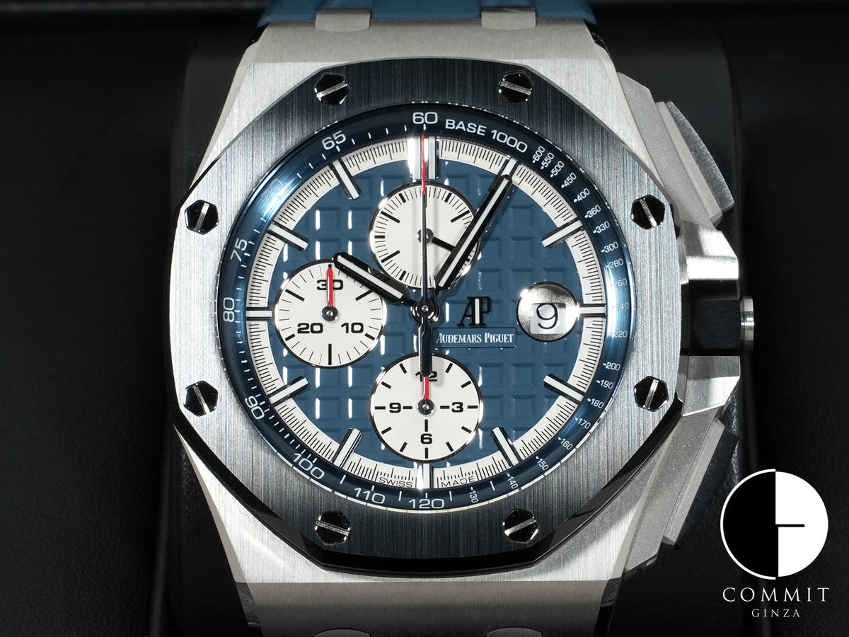 オーデマピゲ ロイヤルオーク オフショア クロノグラフ Ref.26401PO.OO.A018CR.01 プラチナ ブルー文字盤 中古 rom6jf5t