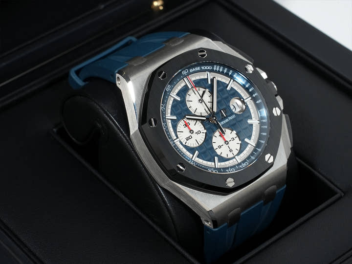 オーデマピゲ ロイヤルオーク オフショア クロノグラフ Ref.26401PO.OO.A018CR.01 プラチナ ブルー文字盤 中古 rom6jf5t
