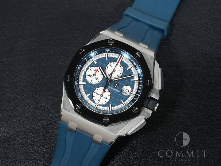 オーデマピゲ ロイヤルオーク オフショア クロノグラフ Ref.26401PO.OO.A018CR.01 プラチナ ブルー文字盤 中古 rom6jf5t