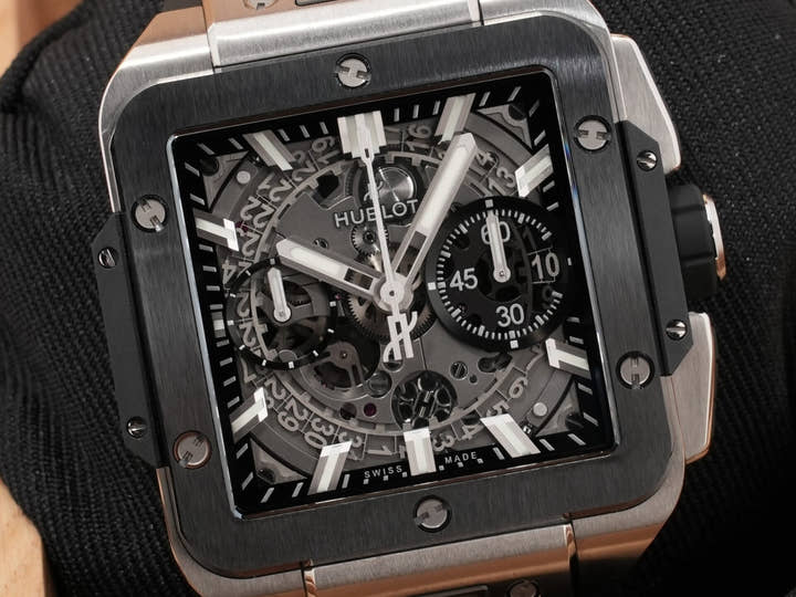 ウブロ スクエアバン ウニコ チタニウム セラミック Ref.821.NM.0170.RX TITANIUM×CERAMIC スケルトン文字盤 美中古 7nuvos9n