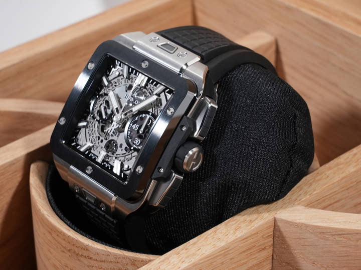 ウブロ スクエアバン ウニコ チタニウム セラミック Ref.821.NM.0170.RX TITANIUM×CERAMIC スケルトン文字盤 美中古 7nuvos9n