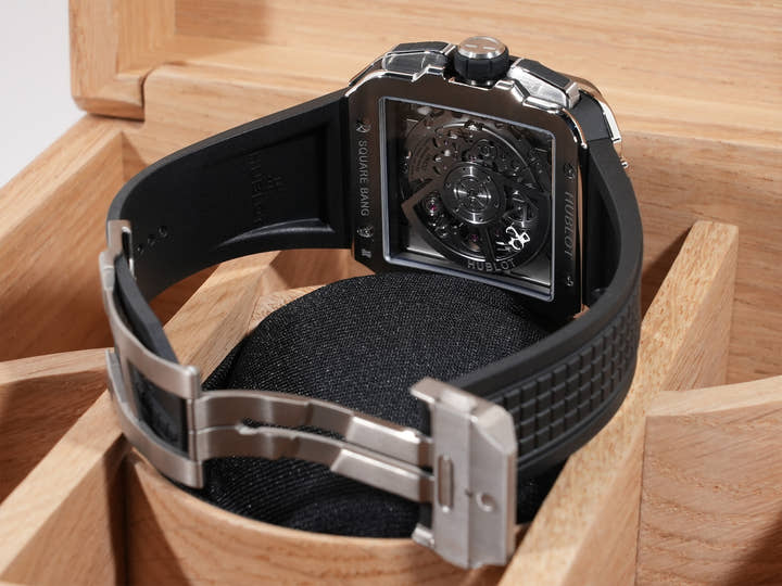 ウブロ スクエアバン ウニコ チタニウム セラミック Ref.821.NM.0170.RX TITANIUM×CERAMIC スケルトン文字盤 美中古 7nuvos9n