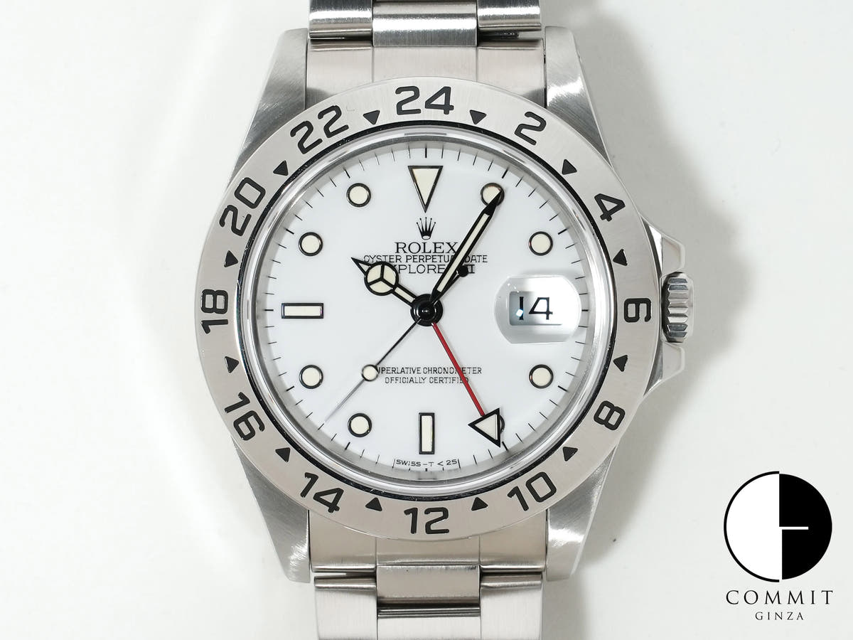 ロレックス エクスプローラーII Ref.16570 ステンレススチール ホワイト文字盤 中古 rzhq6gju