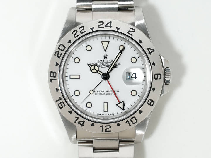 ロレックス エクスプローラーII Ref.16570 ステンレススチール ホワイト文字盤 中古 rzhq6gju