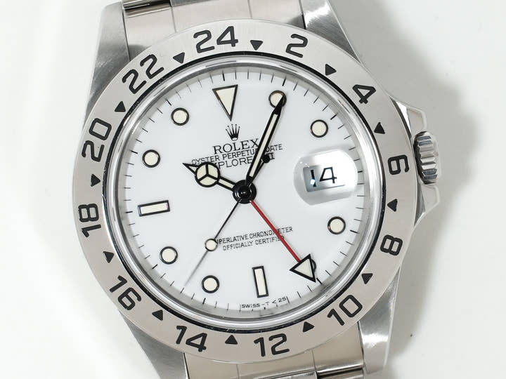 ロレックス エクスプローラーII Ref.16570 ステンレススチール ホワイト文字盤 中古 rzhq6gju